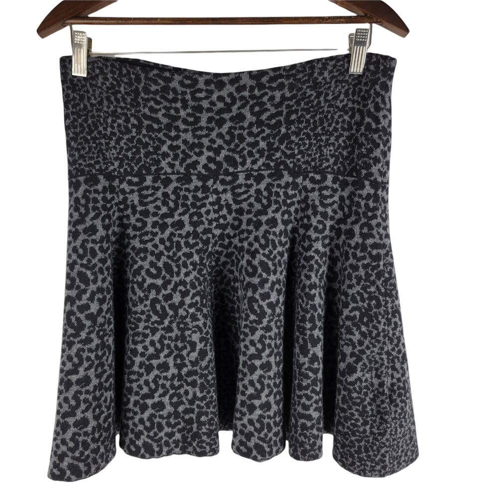 Joie Animal Print Wool Blend A-line Mini Skirt Gray Black Short Size S